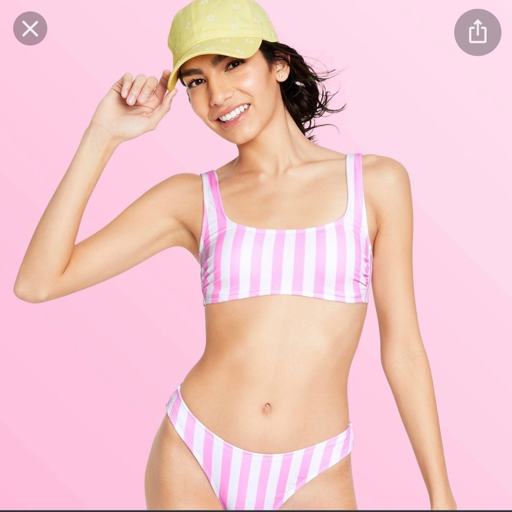 Stoney Clover Lane x Target pink and white striped bikini👙 L/XL
